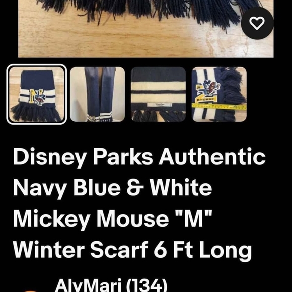 Disney Parks Mickey Mouse Navy and White Knit Scarf - Picture 4 of 4